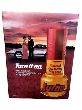 1982 Faberge Turbo Cologne Vintage Print Ad Retro Bathroom Decor